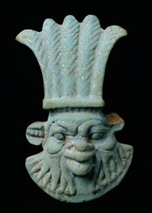 Bes, egyptisk husgud, også assosiert med musikk og dans